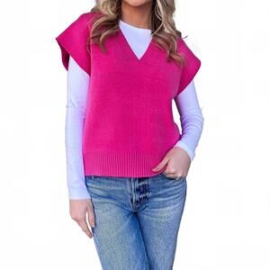 NEW SINCERELY OURS emma ribbed knit vest in fuschia